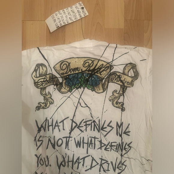 Y2K DOM REBEL SWAROVSKI CRYSTAL SKULL SHIRT HAND-PAINTED AND SIGNED BY DESIGNER - Picture 8 of 14